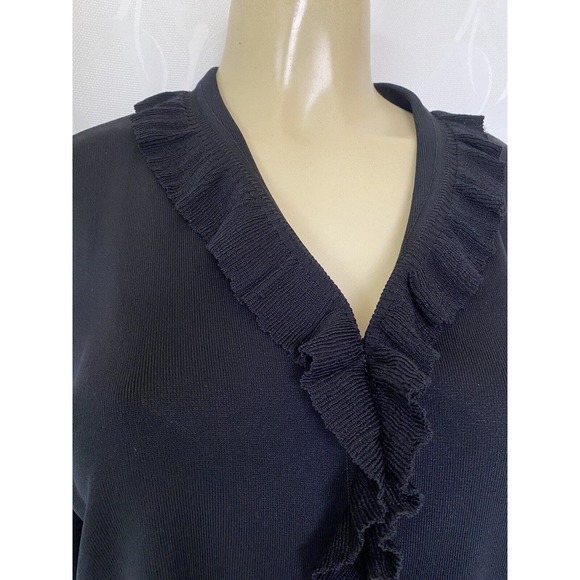Exclusively Misook Black Jacket Cardigan Sweater Long Sleeve Knit Ruffle… - Picture 5 of 8